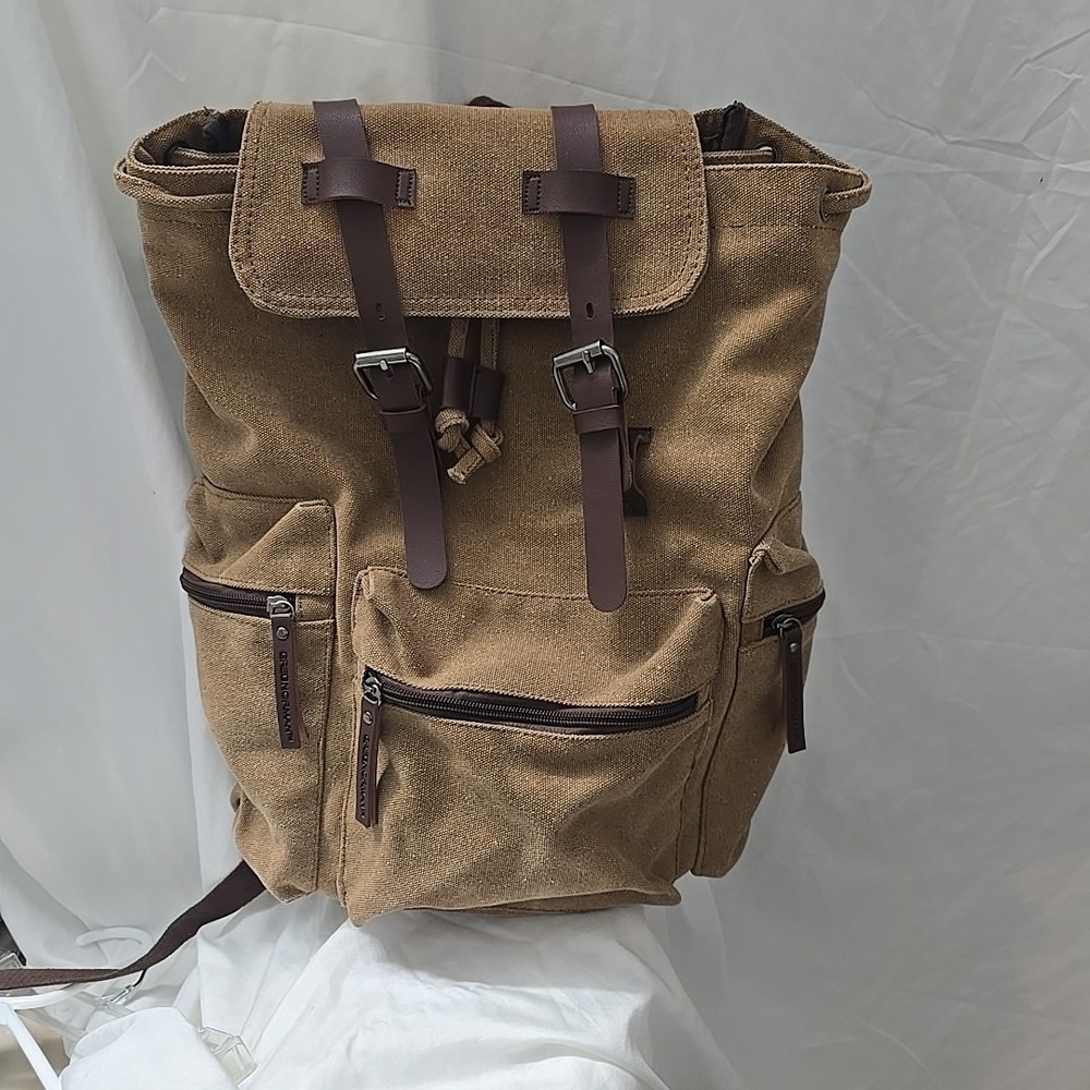 Greg Norman Refined‎ Traveler Brown Canvas Backpack
